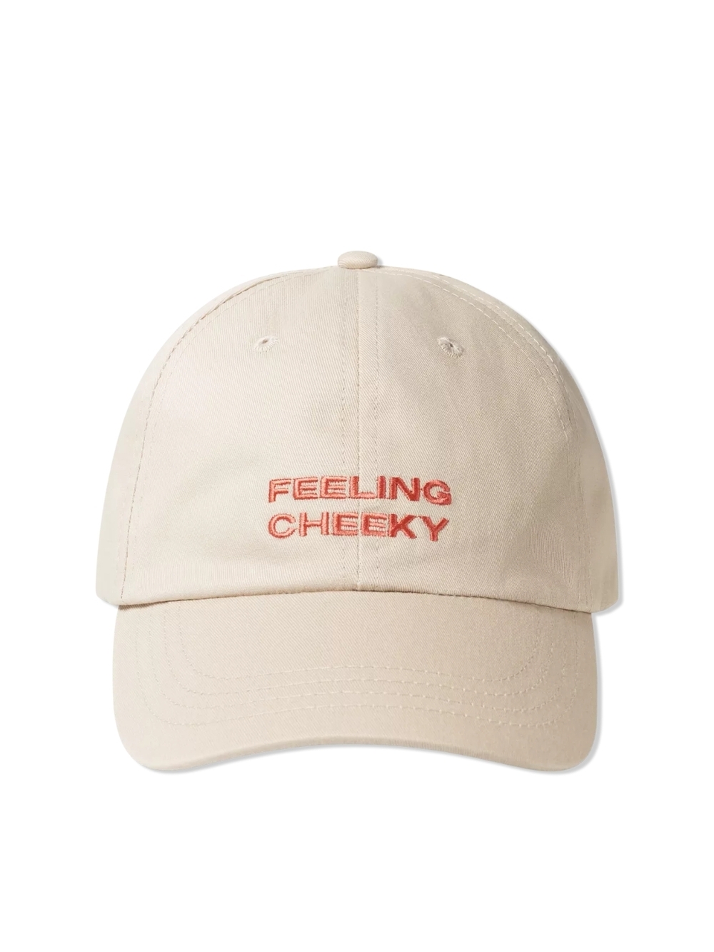 Morphe Beige Baseball Cap with Orange 'Feeling Cheeky' Embroidery 🆕